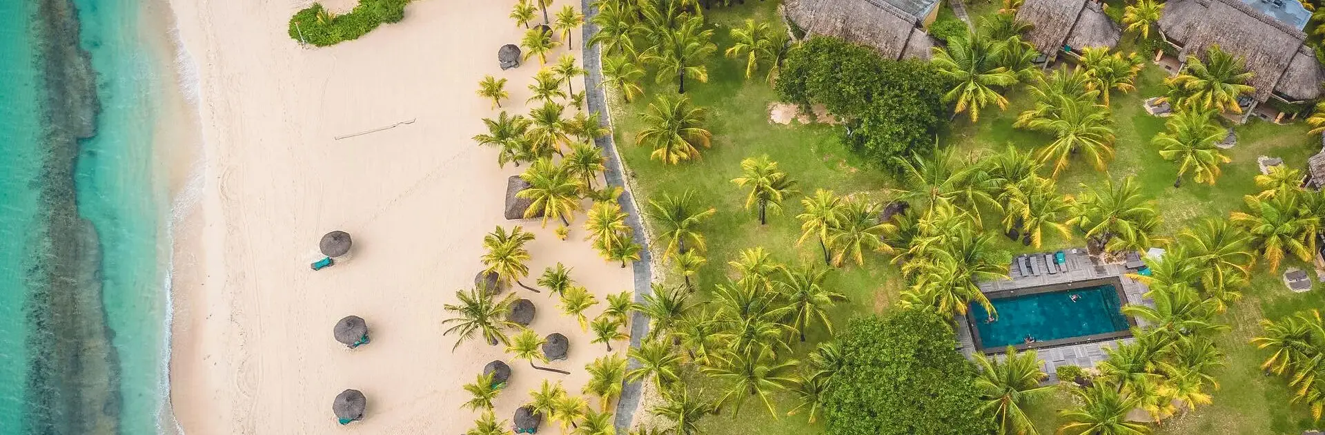 An aerial view of a beach in Mauritius | Go2Africa