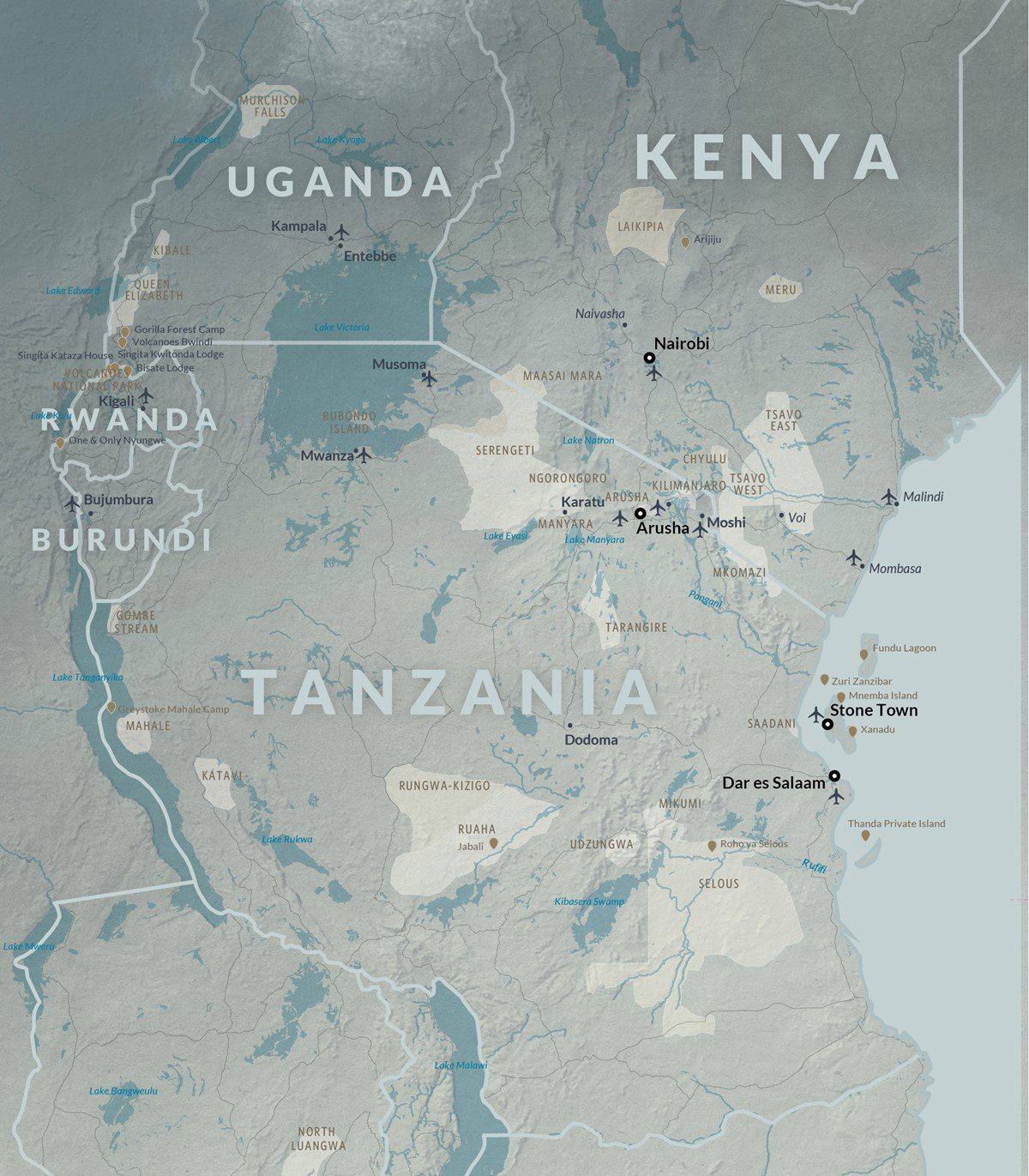 Map of Kenya & Tanzania | Go2Africa