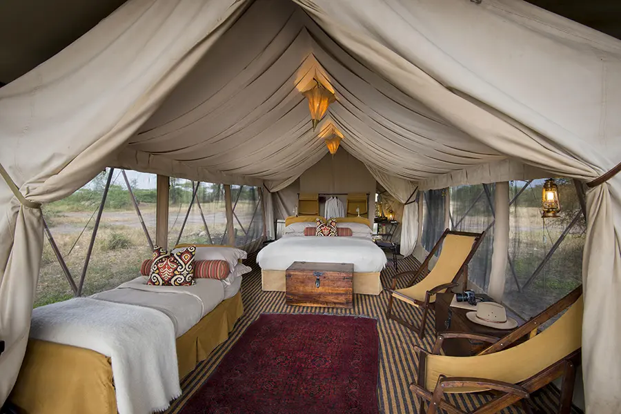 andBeyond Serengeti Under Canvas tent interior.