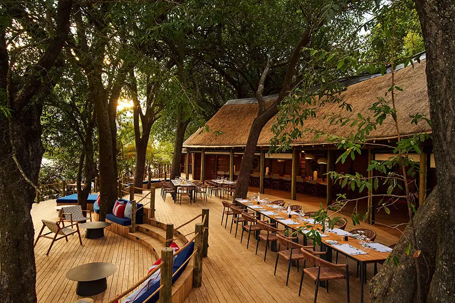 The main lodge deck area at Xugana.